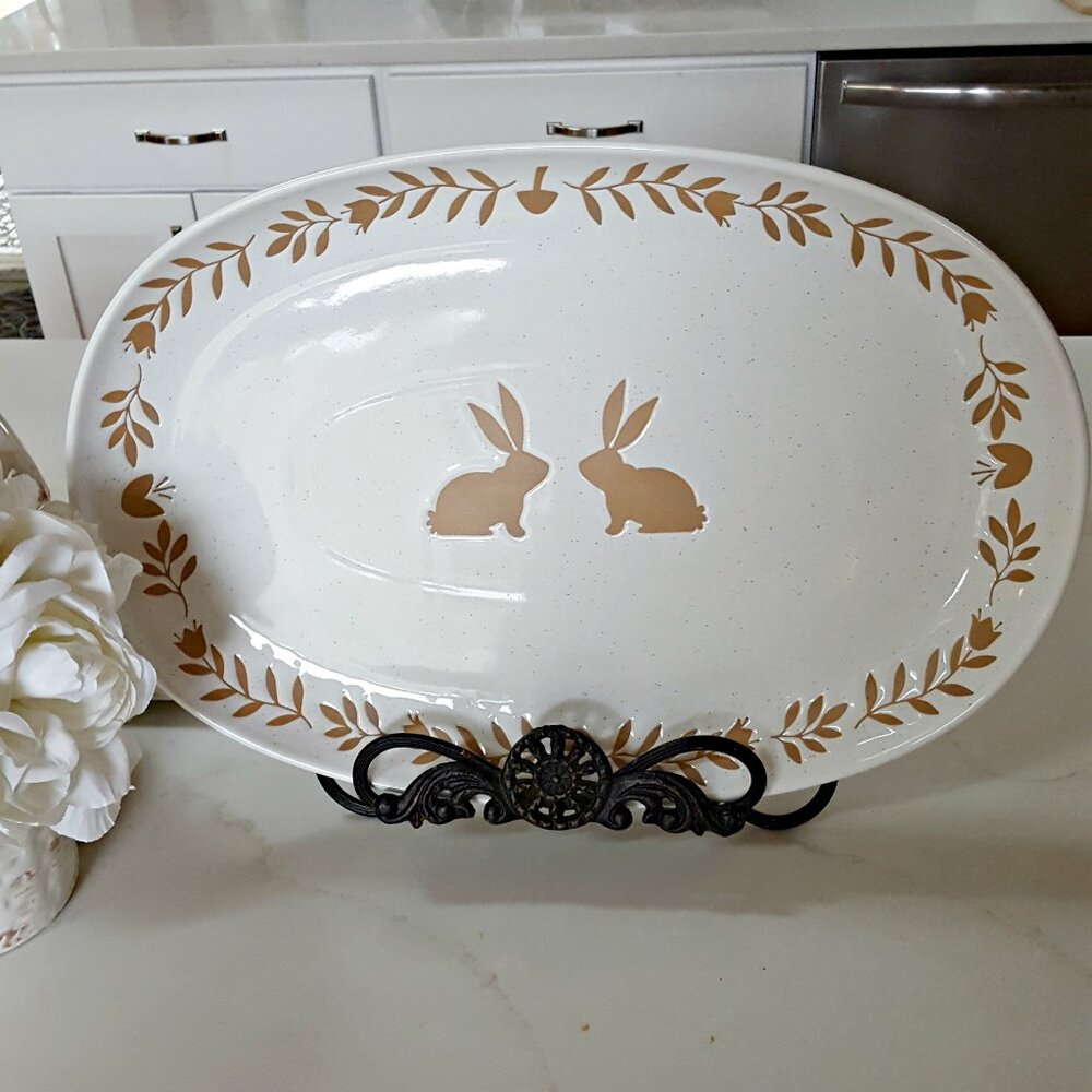 NEW! BOHO FARMHOUSE 11" x 16 1/2" STONEWARE PLATTER